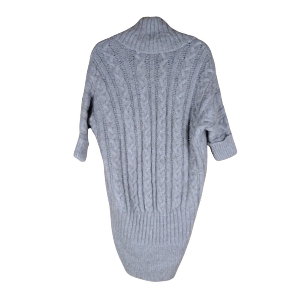 Express Cardigan Women’s Medium Silver Metallic Knit Stretch Cozy Casual Sweater - Picture 2 of 9